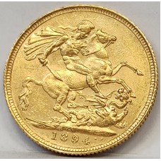 AUSTRALIA 1894 . ONE 1 SOVEREIGN . SYDNEY . GOLD
